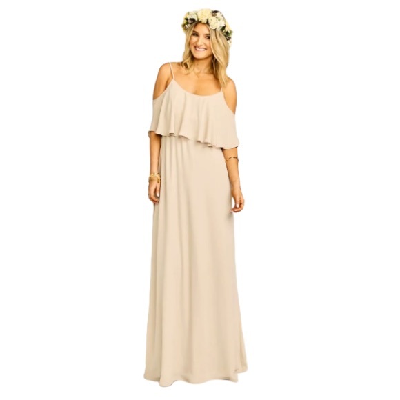 Show Me Your Mumu Caitlin Maxi In Soft Beige Chiffon Size XL New - Picture 7 of 7